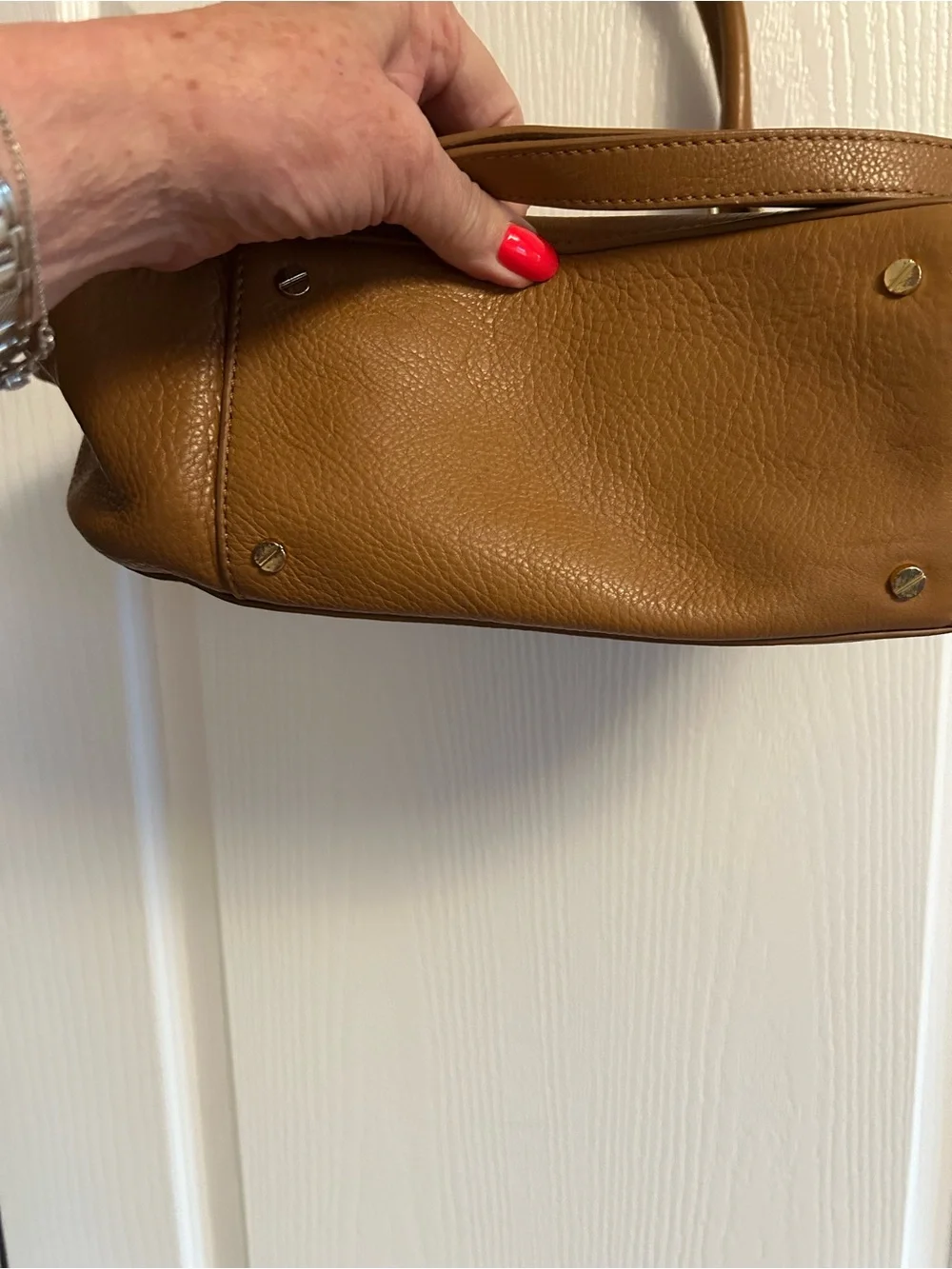 Tory Burch Brown Pebbled Leather Shoulder Bag with Logo Medallion